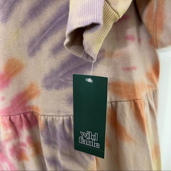 Wild Fable Tie Dye Dress Sweatshirt Mock Neck Long sleeve Pink Purple Small NWT - Picture 8 of 14